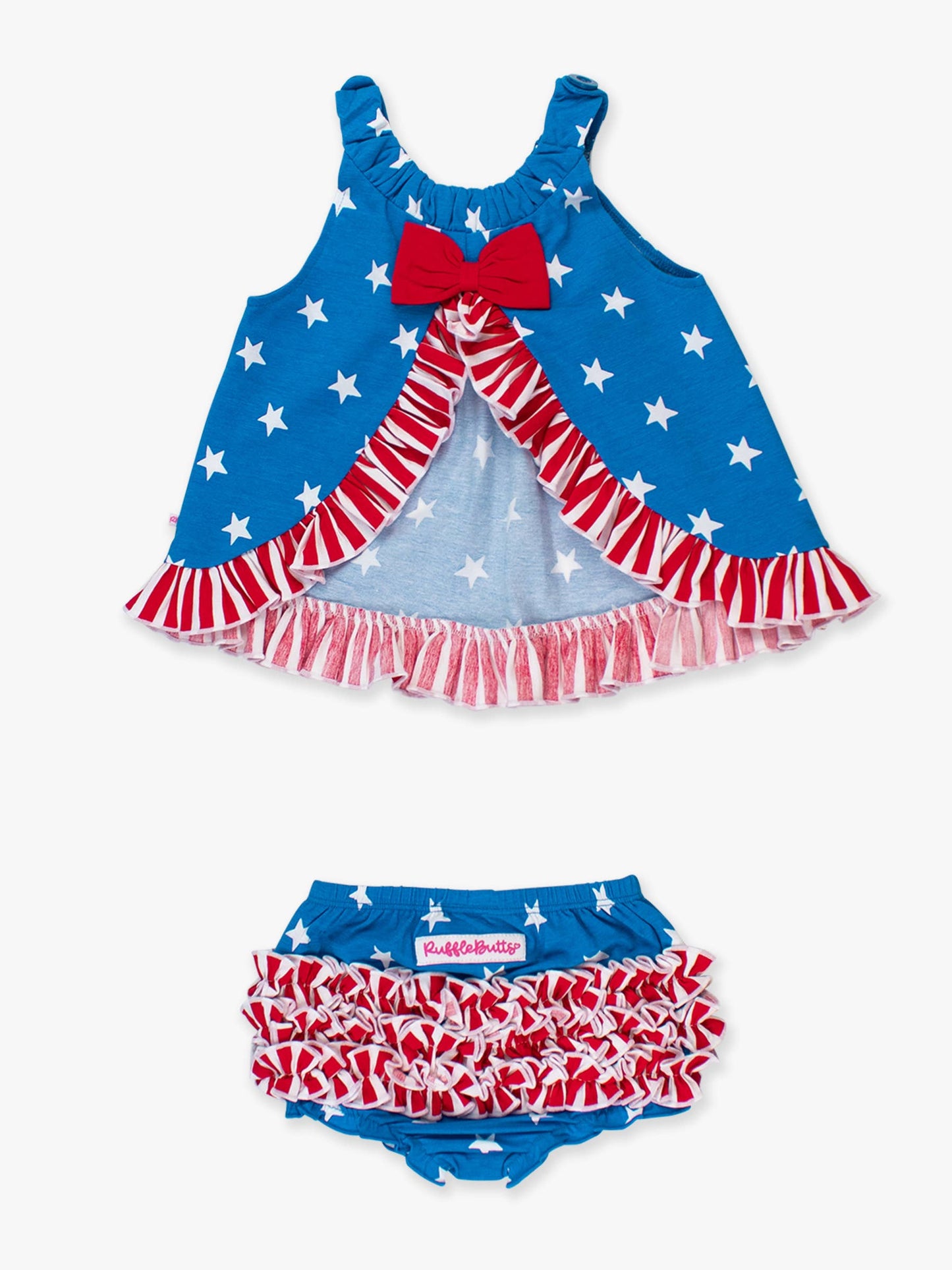 Baby Girls Stars & Stripes Knit Swing Top and Bloomer Set
