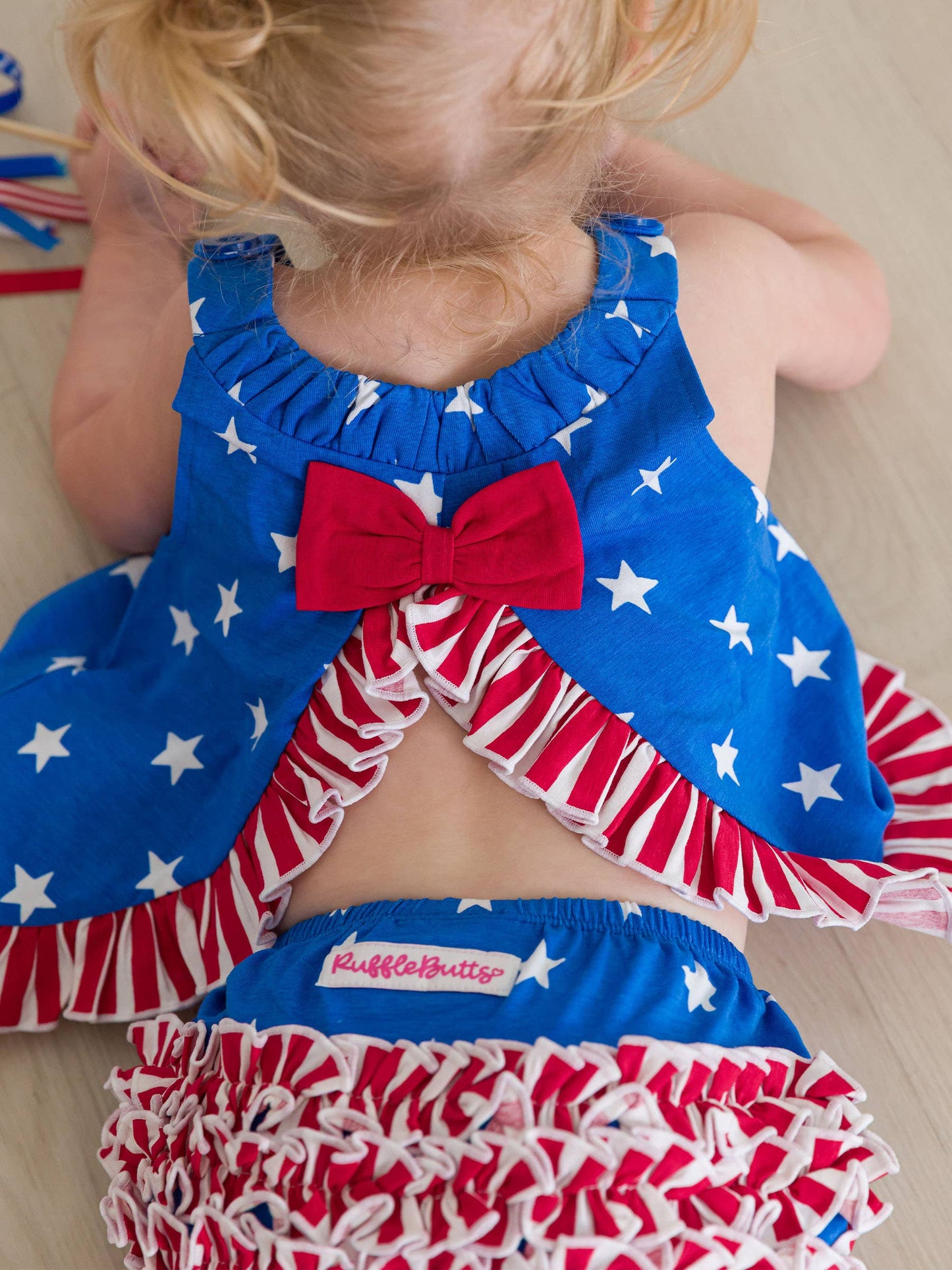 Baby Girls Stars & Stripes Knit Swing Top and Bloomer Set