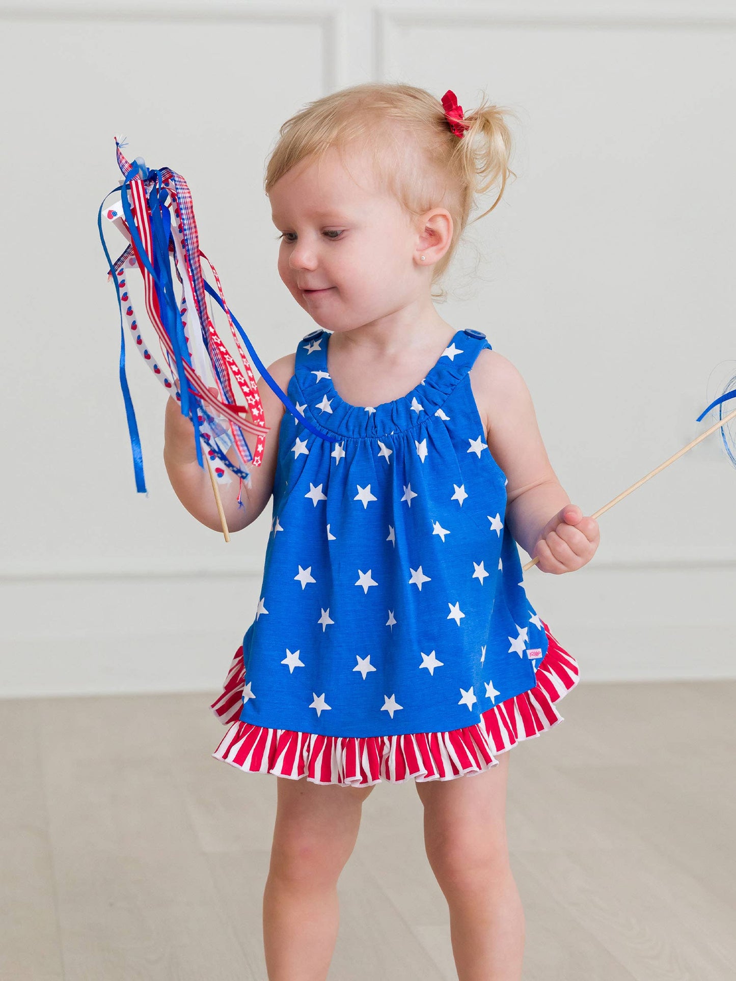 Baby Girls Stars & Stripes Knit Swing Top and Bloomer Set
