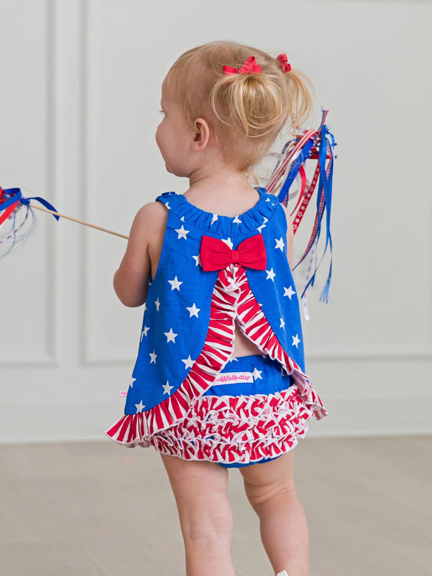 Baby Girls Stars & Stripes Knit Swing Top and Bloomer Set