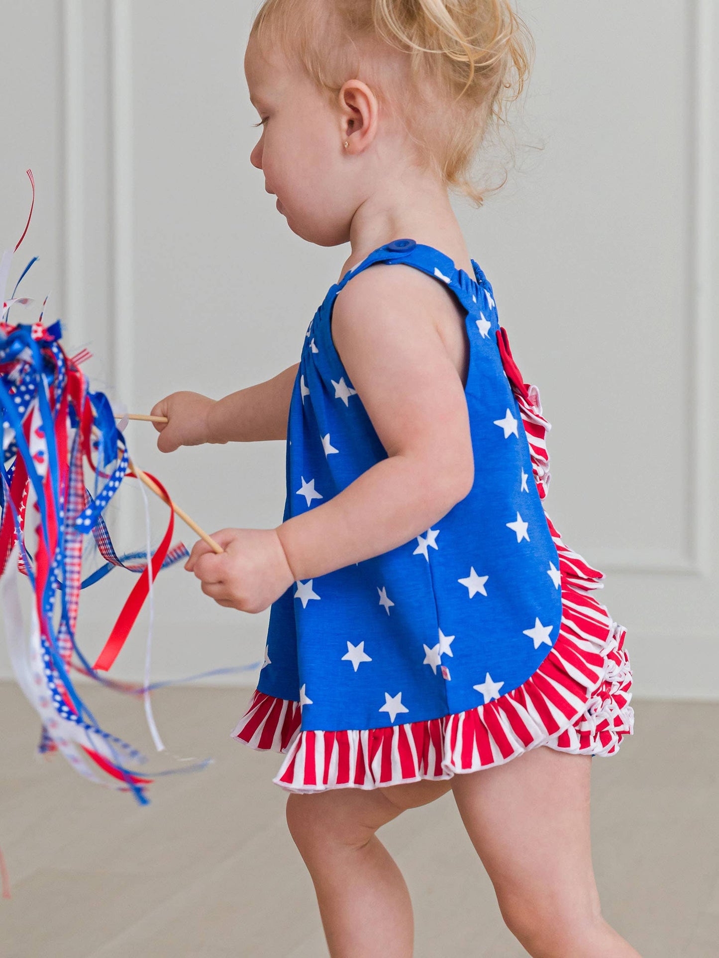Baby Girls Stars & Stripes Knit Swing Top and Bloomer Set