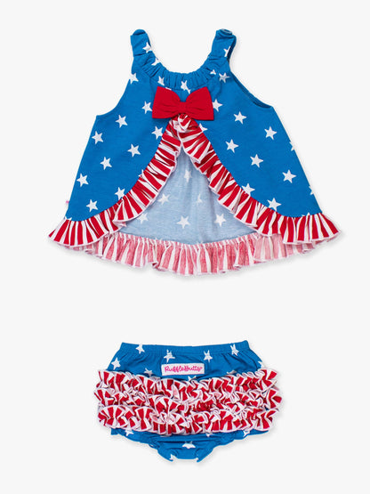Baby Girls Stars & Stripes Knit Swing Top and Bloomer Set
