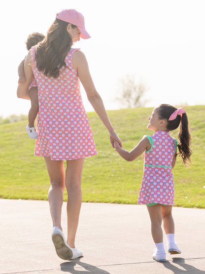 Women's Pink Tee Time Flutter Sleeve Active Dress & Bike Short Set