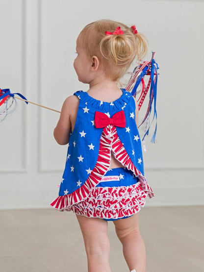 Baby Girls Stars & Stripes Knit Swing Top and Bloomer Set