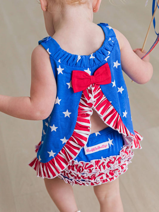 Baby Girls Stars & Stripes Knit Swing Top and Bloomer Set